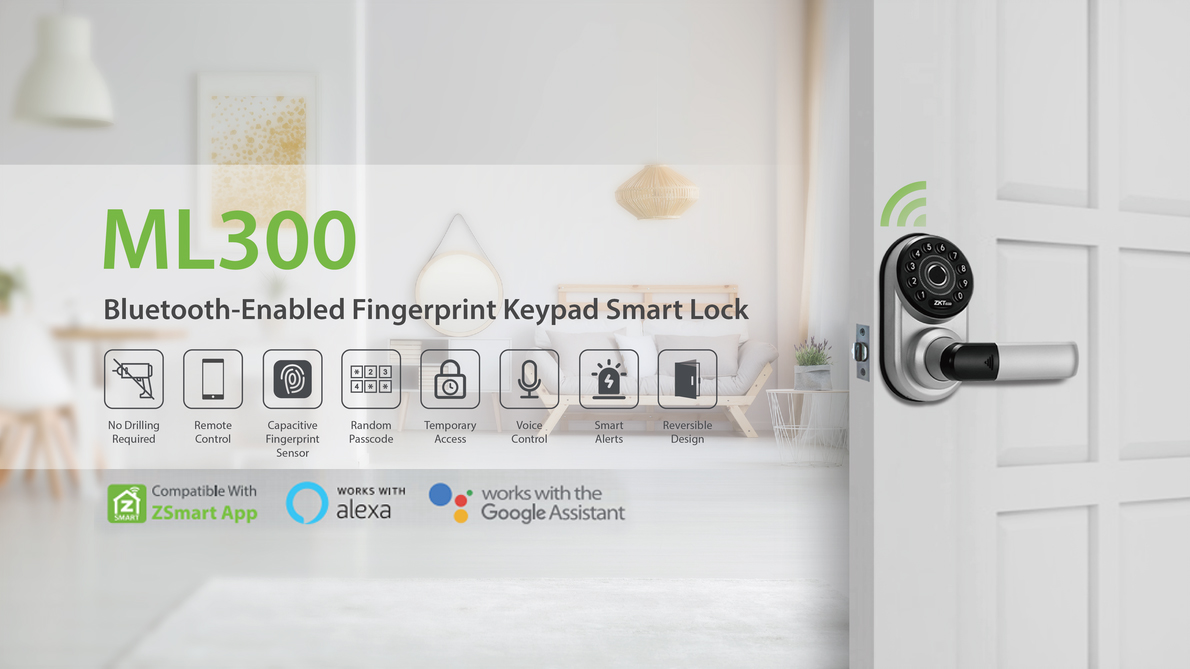 ZKTeco Smart Lock Series ML300 product, Smart Lock, Smart Locks, Smart Door Lock, Keyless electronic door lock, smart access, 