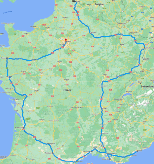 Security tour in France map