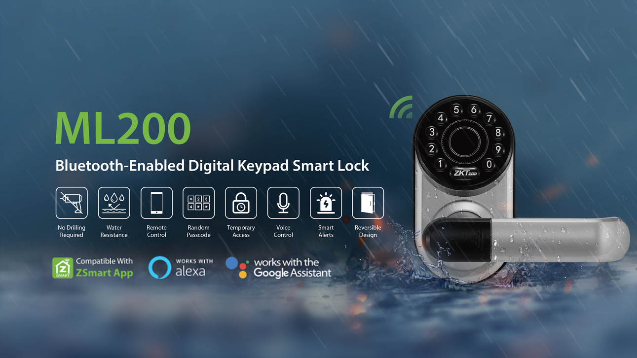 ZKTeco Smart Lock Serie ML200 & ML300 mit Bluetooth & Digitaler Tastatur, Smart Lock, Smart Locks, Smart Door Lock, Schlüsselloses elektronisches Türschloss, Smart Access,